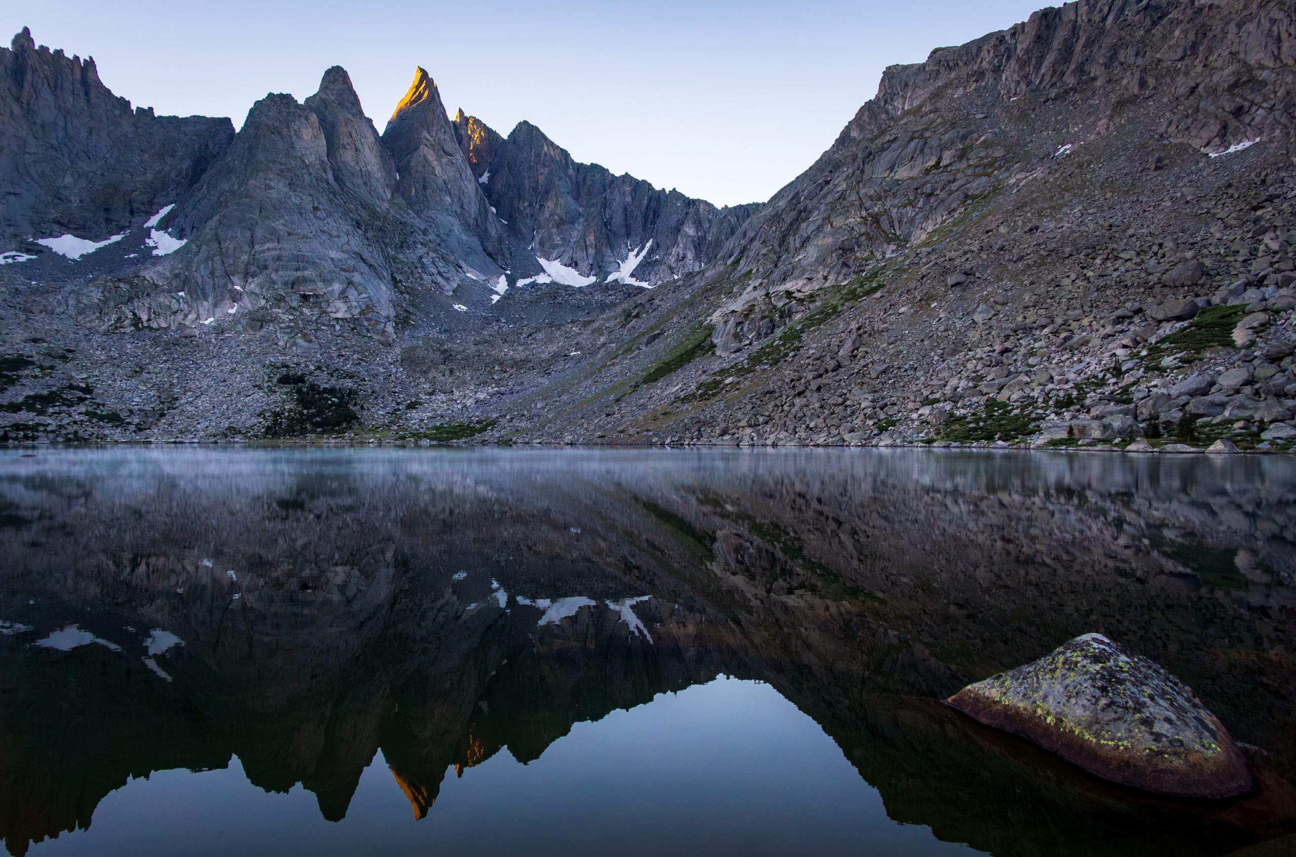 Shadow Lake reflecting the Cirque of the Towers
