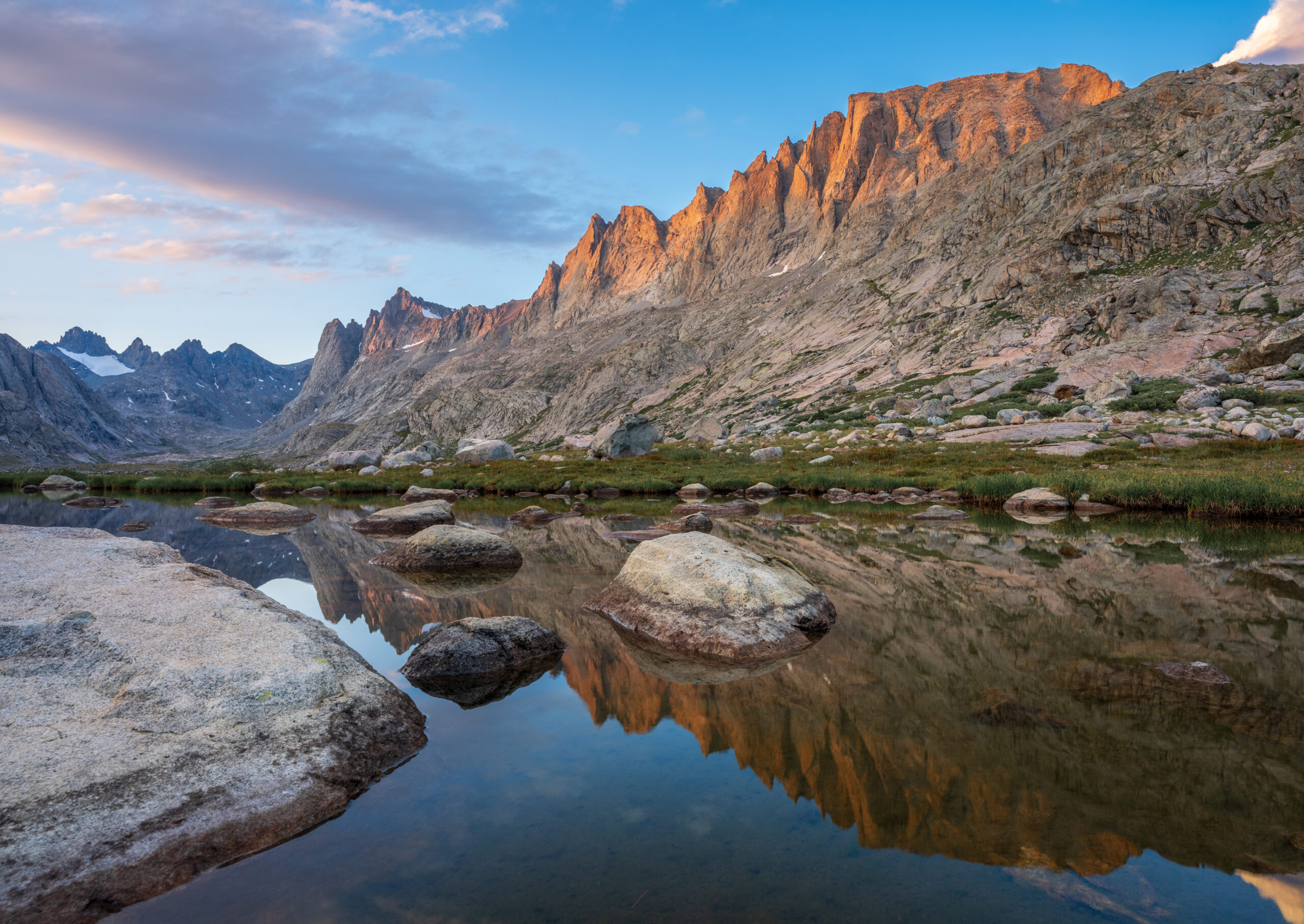 Titcomb Basin sunset reflection