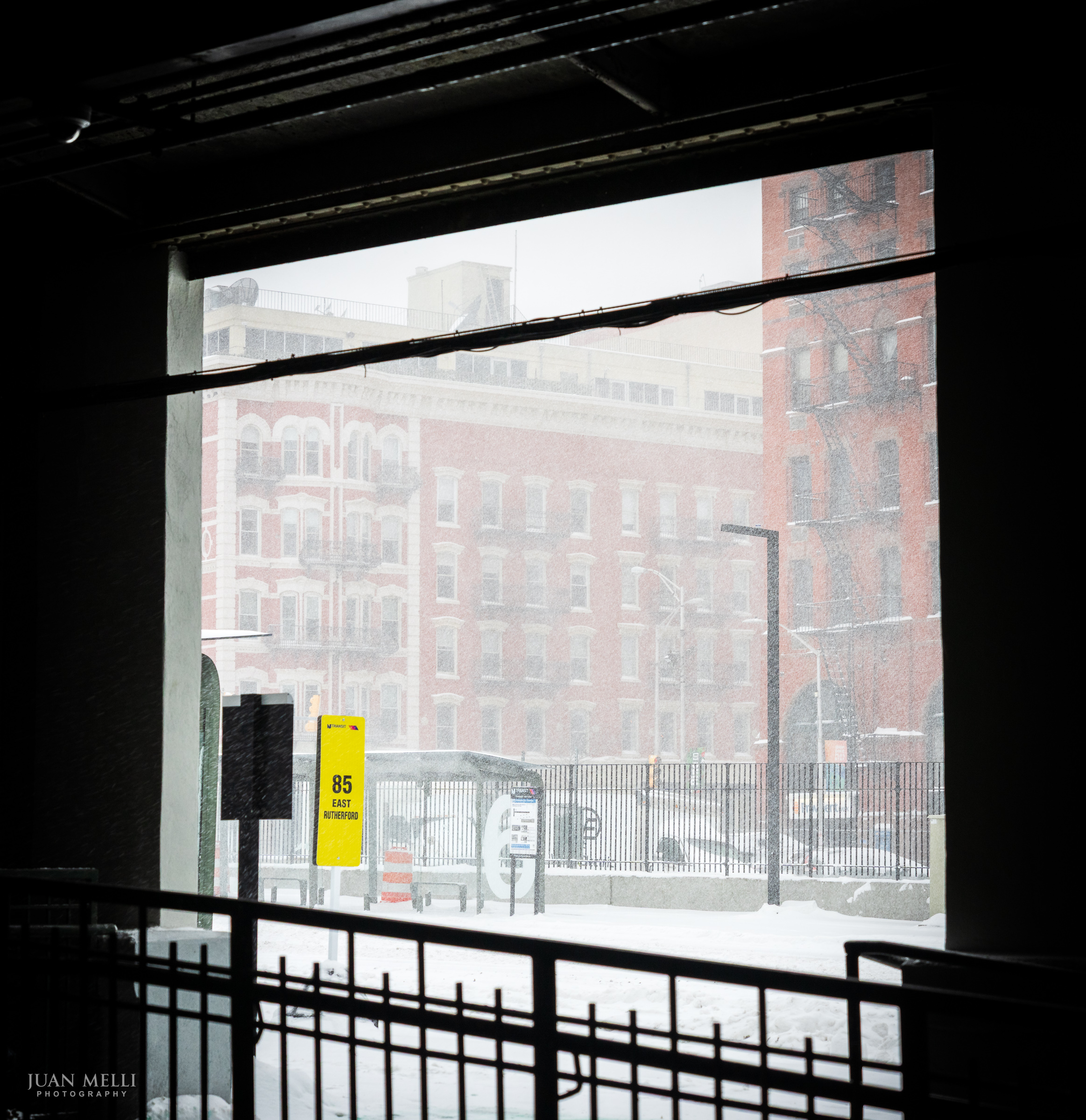 Looking out from Hoboken Terminal towards Hudson Place