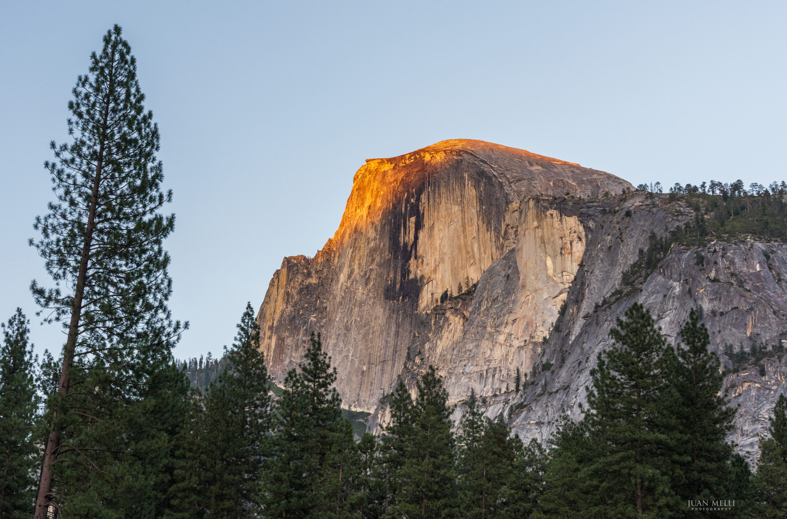 Half Dome illuminated at sunset