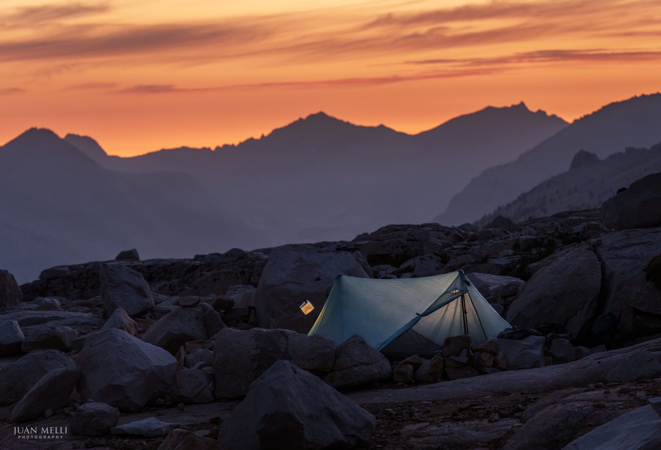 Campers near pond above Guitar Lake