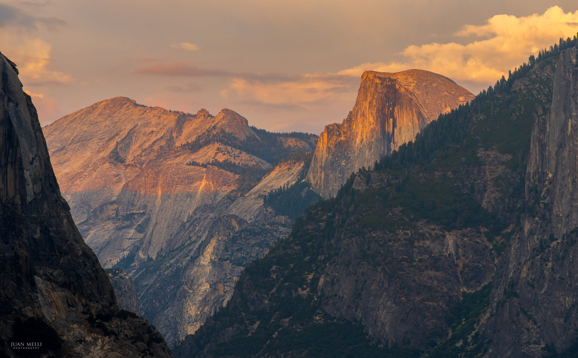 Half Dome illuminated at Sunset