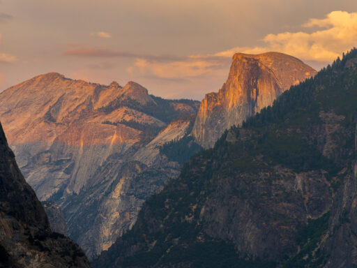 Half Dome illuminated at Sunset
